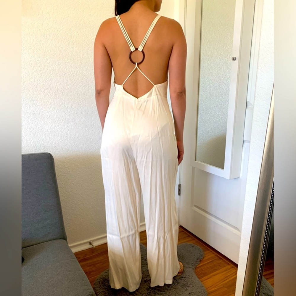 NWT ZARA silk open back jumpsuit wide leg, medium